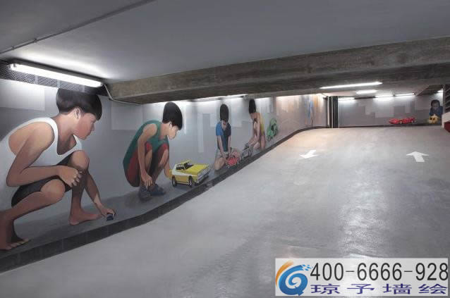 东阳地下车库标识涂鸦