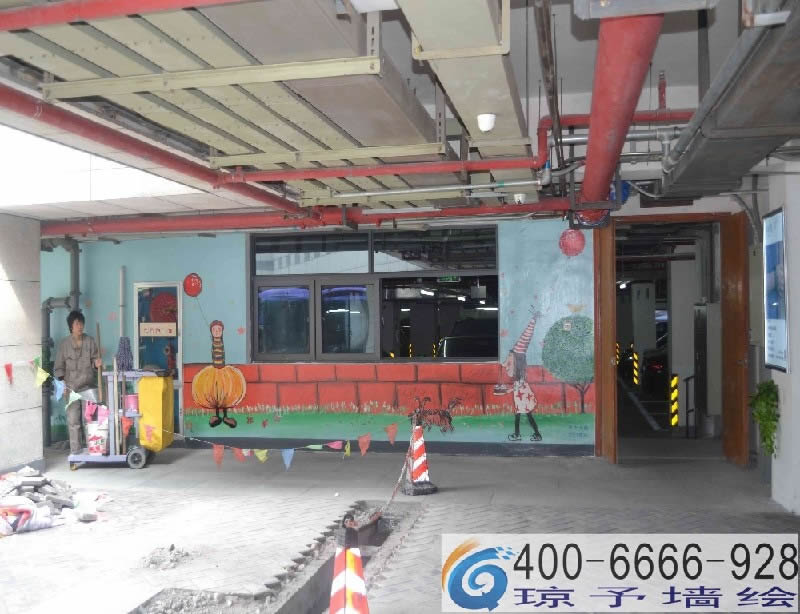 湖州地下车库标识涂鸦